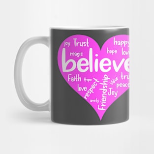 Believe Word Cloud Heart Mug